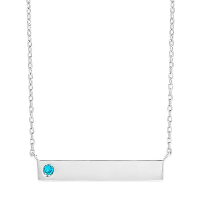 Evesaddiction Birthstone Bar Necklace - Silver / 1 In Metallic