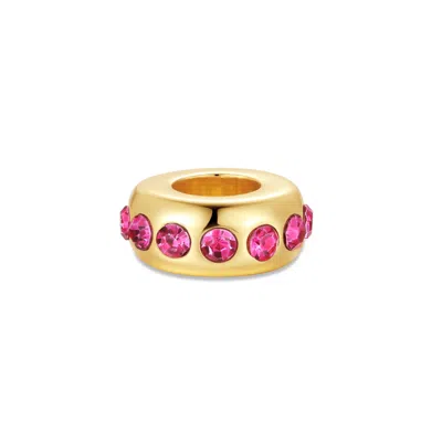 Evesaddiction Birthstone Bead Spacer - Gold / July In Pink