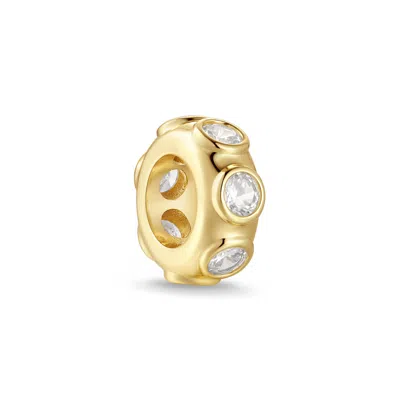 Evesaddiction Birthstone Bezel Rondelle Charm - Gold / April