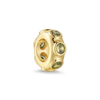 Evesaddiction Birthstone Bezel Rondelle Charm - Gold / August