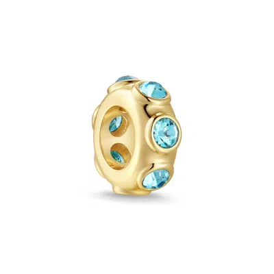 Evesaddiction Birthstone Bezel Rondelle Charm - Gold / December