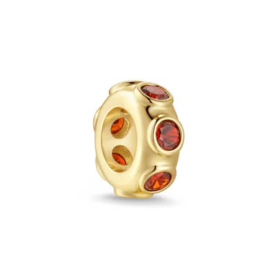 Evesaddiction Birthstone Bezel Rondelle Charm - Gold / January