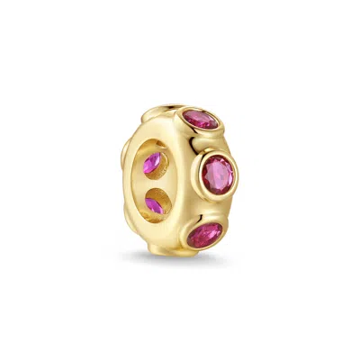 Evesaddiction Birthstone Bezel Rondelle Charm - Gold / July