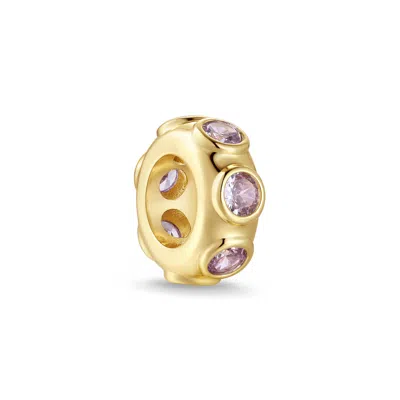 Evesaddiction Birthstone Bezel Rondelle Charm - Gold / June