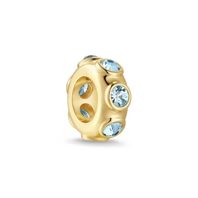 Evesaddiction Birthstone Bezel Rondelle Charm - Gold / March