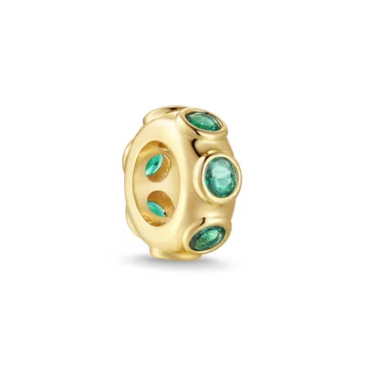 Evesaddiction Birthstone Bezel Rondelle Charm - Gold / May