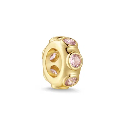 Evesaddiction Birthstone Bezel Rondelle Charm - Gold / October