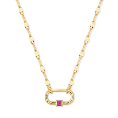 Evesaddiction Birthstone Carabiner Necklace - Gold / July