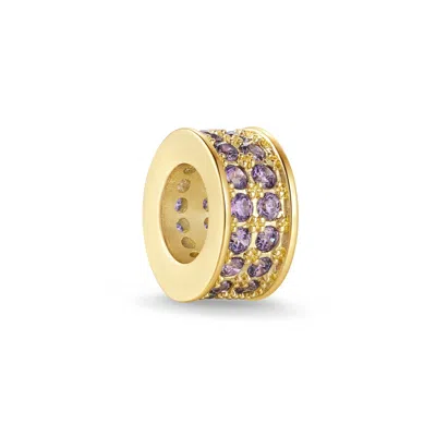 Evesaddiction Birthstone Double Row Rondelle Charm - Gold / February