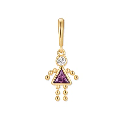 Evesaddiction Birthstone Girl Charm - Gold / February