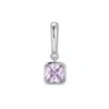 Evesaddiction Birthstone Square Hinge Charm - Silver / June In Pink