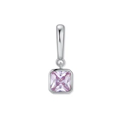 Evesaddiction Birthstone Square Hinge Charm - Silver / June In Pink