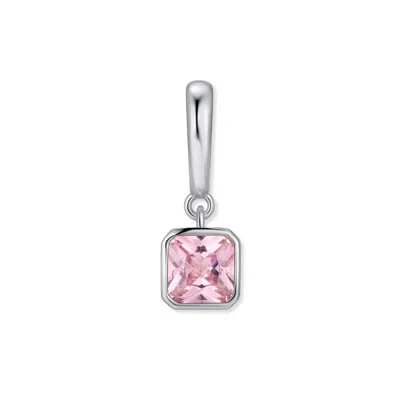 Evesaddiction Birthstone Square Hinge Charm - Silver / October In Pink