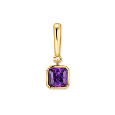 Evesaddiction Birthstone Square Hinge Charm - Gold / February