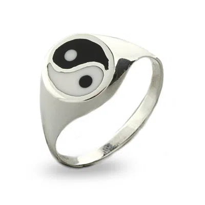 Evesaddiction Black & White Sterling Silver Yin Yang Ring
