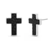 Evesaddiction Black Stainless Steel Textured Cross Earrings In Black