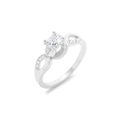 Evesaddiction Brilliant Cut Cz Infinity Promise Ring In Silver