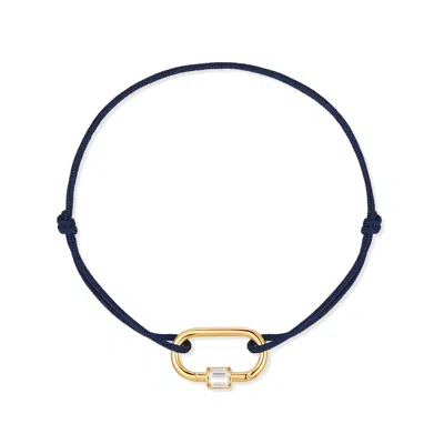 Evesaddiction Carabiner Cord Charm Bracelet - Gold / Navy In Blue