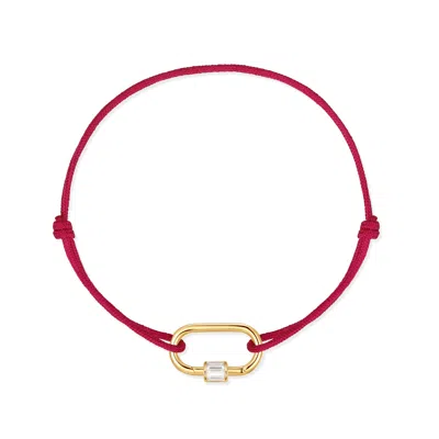 Evesaddiction Carabiner Cord Charm Bracelet - Gold / Pink