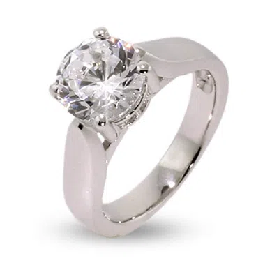 Evesaddiction Classic Solitaire Cz Sterling Silver Engagement Ring