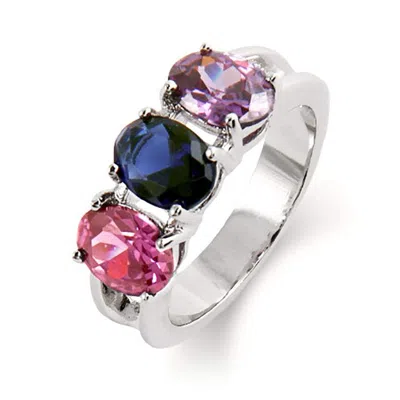 Evesaddiction Close To The Heart 3 Stone Oval Cut Custom Birthstone Ring In Silver