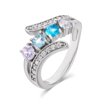 Evesaddiction Close To The Heart 4 Stone Cz Bypass Birthstone Mother's Ring - 6