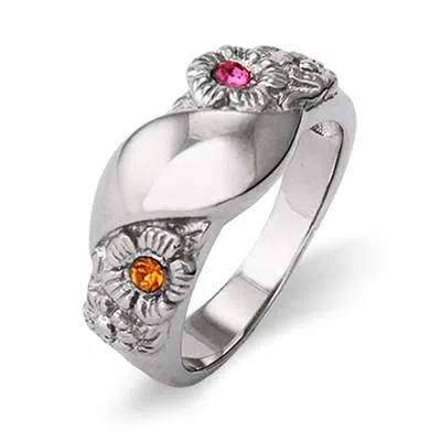Evesaddiction Close To The Heart Custom 2 Stone Initial Birthstone Ring In Silver
