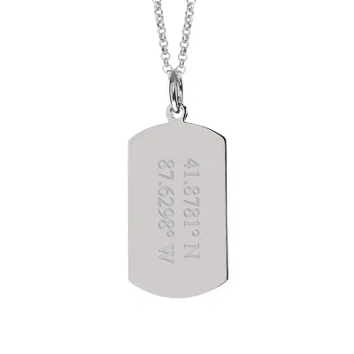 Evesaddiction Coordinate Steel Dog Tag Necklace-horz. 2 Line Coordinate - 24 Inches