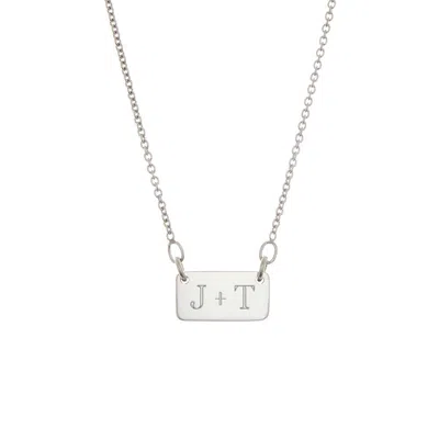 Evesaddiction Couples Initial Plaque Bar Silver Necklace