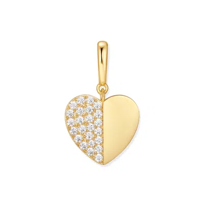 Evesaddiction Crystal Heart Charm In Gold
