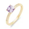 Evesaddiction Cushion Cut Birthstone Pave Band Gold Ring In Gold