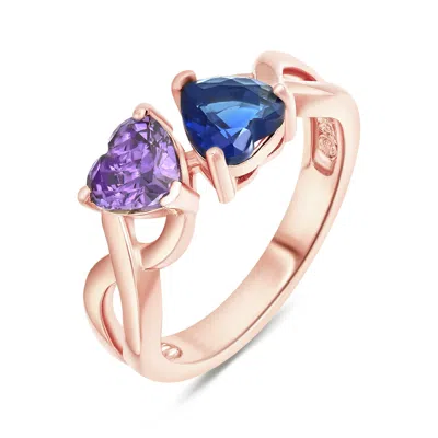 Evesaddiction Custom 2 Heart Birthstone Infinity Ring - Rose Gold / 6