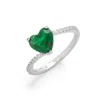 Evesaddiction Custom Asymmetrical Heart Birthstone Ring In Green