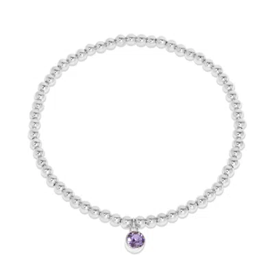 Evesaddiction Custom Bezel Birthstone Charm Bead Bracelet - Silver / 1