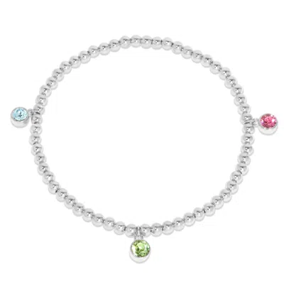 Evesaddiction Custom Bezel Birthstone Charm Bead Bracelet - Silver / 3