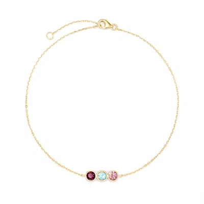 Evesaddiction Custom Bezel Set Birthstone Anklet - Gold / 3