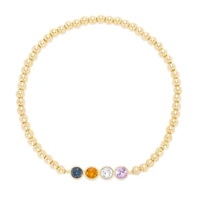 Evesaddiction Custom Bezel Set Birthstone Bead Bracelet - Gold / 4