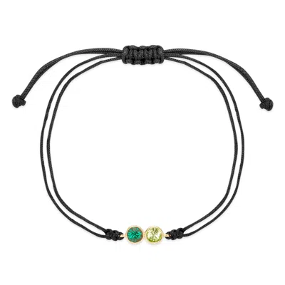 Evesaddiction Custom Bezel Set Birthstone String Bolo Bracelet - Gold / 2 In Black