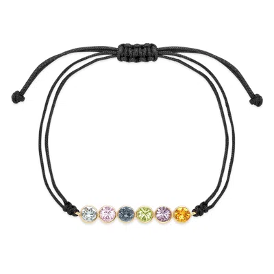 Evesaddiction Custom Bezel Set Birthstone String Bolo Bracelet - Gold / 6 In Black