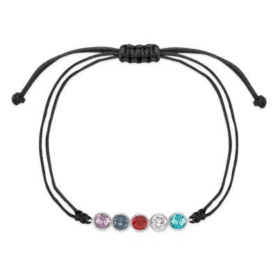 Evesaddiction Custom Bezel Set Birthstone String Bolo Bracelet - Silver / 5 In Multi