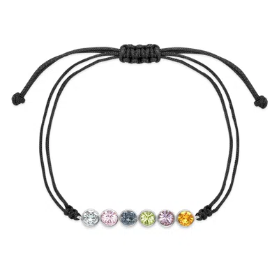 Evesaddiction Custom Bezel Set Birthstone String Bolo Bracelet - Silver / 6 In Multi