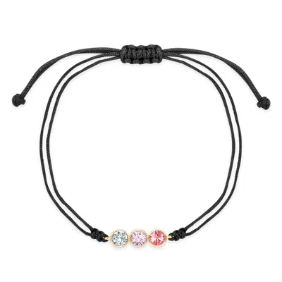 Evesaddiction Custom Bezel Set Birthstone String Bolo Bracelet In Black
