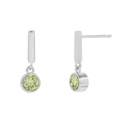 Evesaddiction Custom Bezel Set Charm Bar Earrings - Silver In Metallic