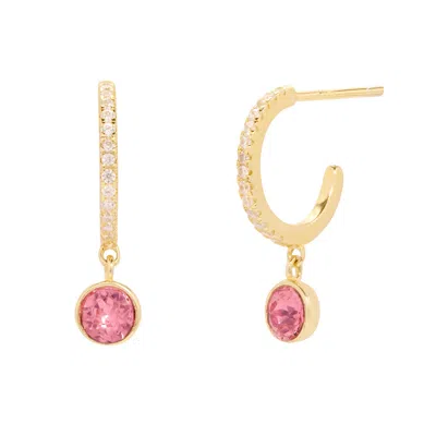 Evesaddiction Custom Bezel Set Charm Huggie Earrings - Gold