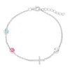 Evesaddiction Custom Bezel Set Cross Birthstone Bracelet - Silver / 3 In Metallic