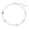 Evesaddiction Custom Bezel Set Cross Birthstone Bracelet - Silver / 4 In Metallic