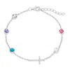 Evesaddiction Custom Bezel Set Cross Birthstone Bracelet - Silver / 5 In Metallic