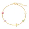 Evesaddiction Custom Bezel Set Cross Birthstone Bracelet In Gold