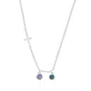 Evesaddiction Custom Bezel Set Cross Birthstone Necklace - Silver / 2 In Silver