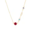 Evesaddiction Custom Bezel Set Mother And Child Necklace - 4 / Gold In Red